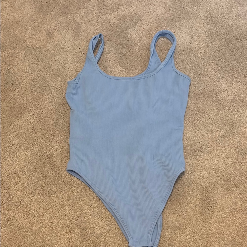 Light Blue Ribbed bodysuit